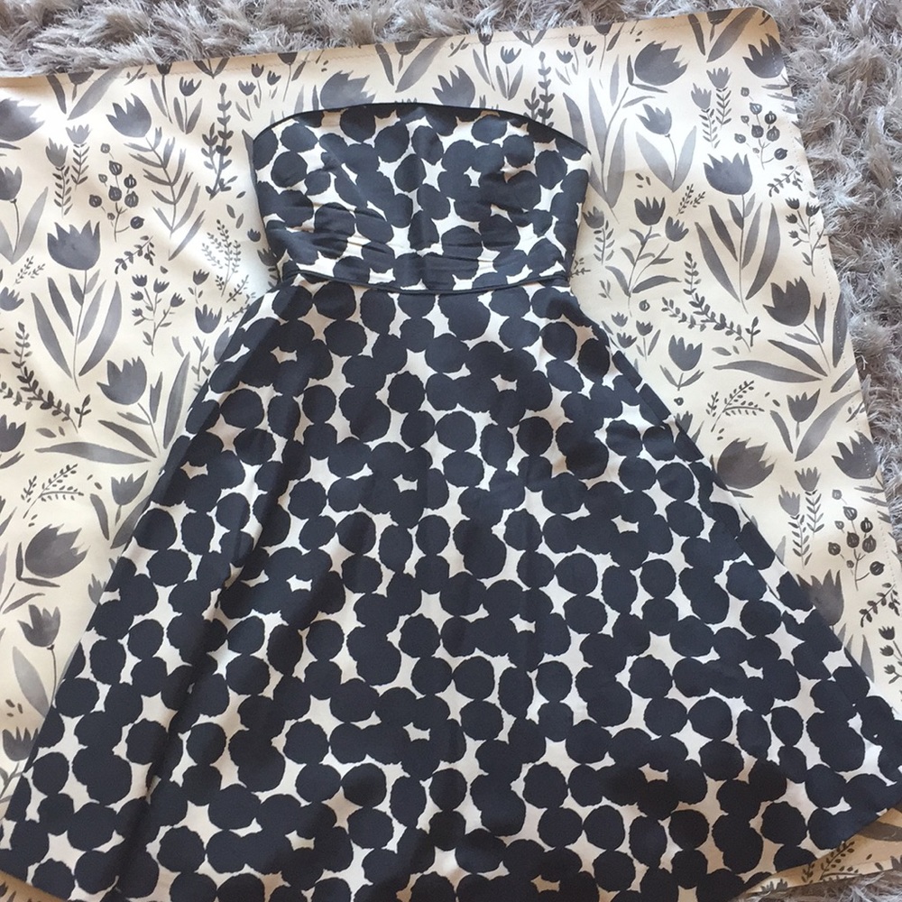 J. Crew ink dot strapless a line dress